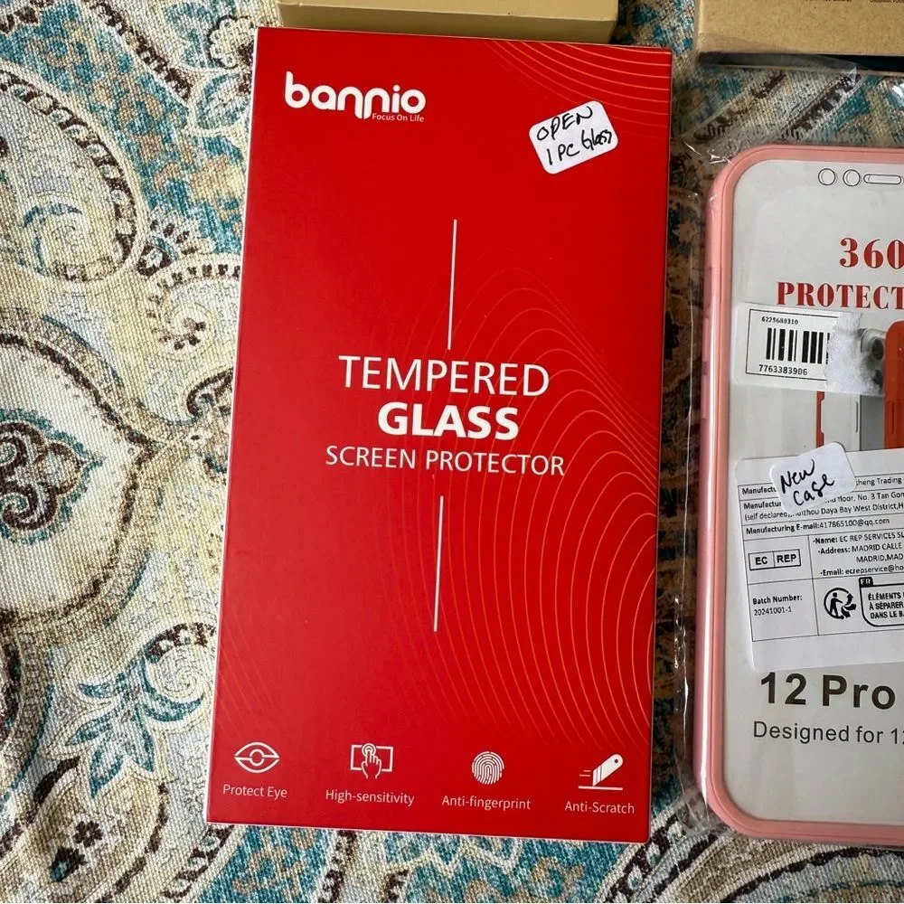 iPhone 12 Pro Max Accessory Bundle Tempered Glass Screen Protectors & Case
